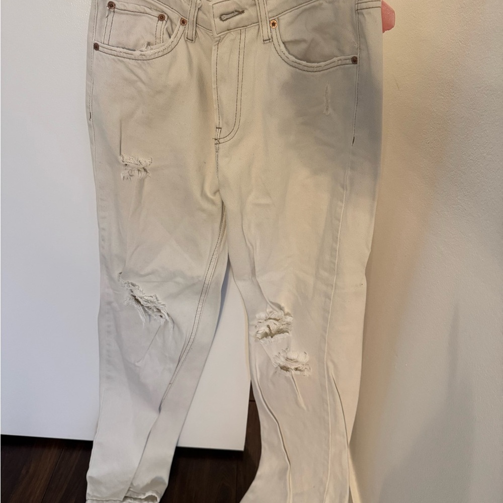 Urban Outfitters Cream Straight Leg Jeans